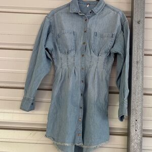 Denim Button-Up Shirt Dress